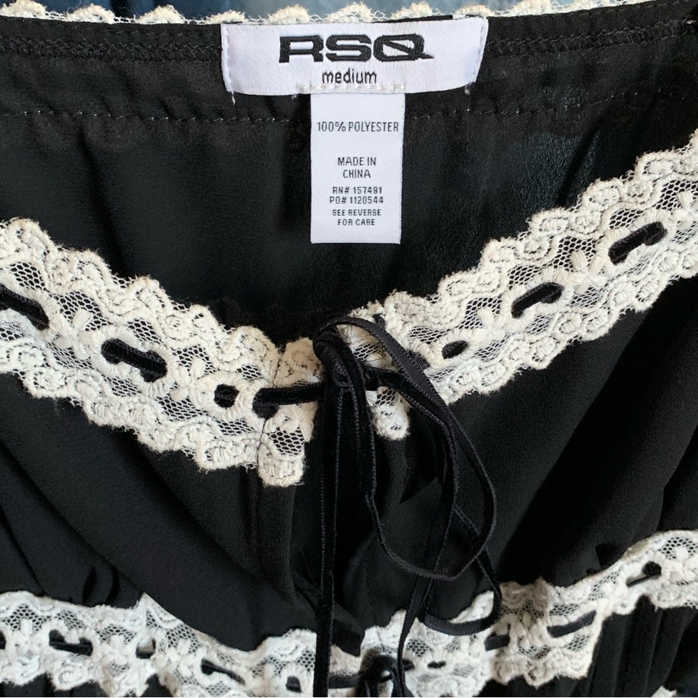 Lace Black & White Velvet Bow RSQ Tank - Picture 3 of 5